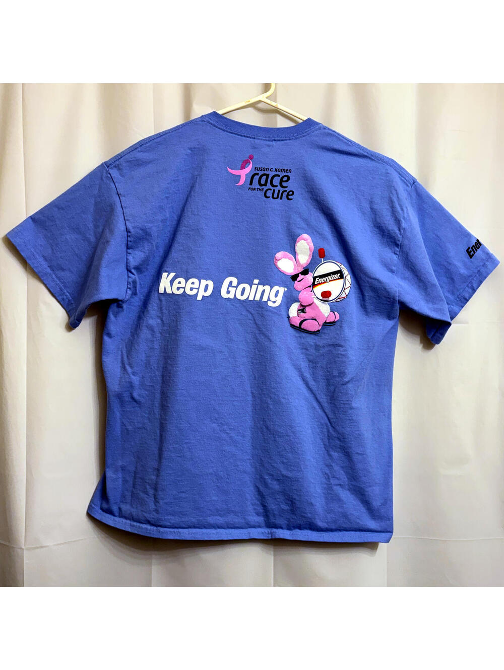 Gildan Energizer Bunny "Keep Going" Race for the Cure T-Shirt Men's XL Blue - Picture 2 of 7